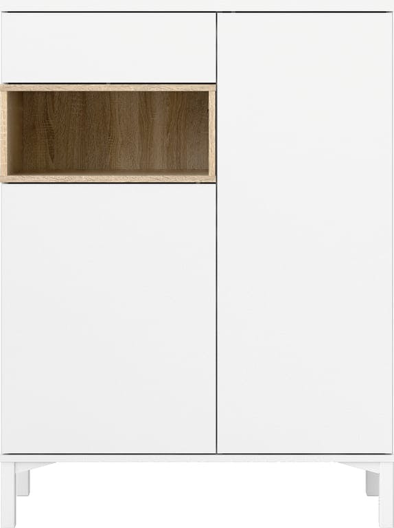 $Bilde av Holstebro skap (89 x 36, H 119 cm, med 2 dører og  1 skuff, hvit/eik)