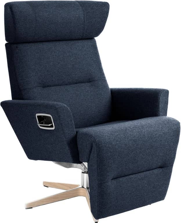 Conform Relieve recliner - Svingfot ubehandlet eik/alu stoff Sheford dark blue - Produktbilde
