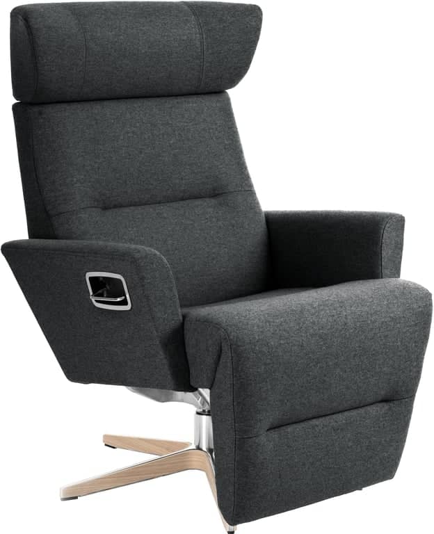 Conform Relieve recliner - Svingfot ubehandlet eik/alu stoff Sheford dark grey - Produktbilde