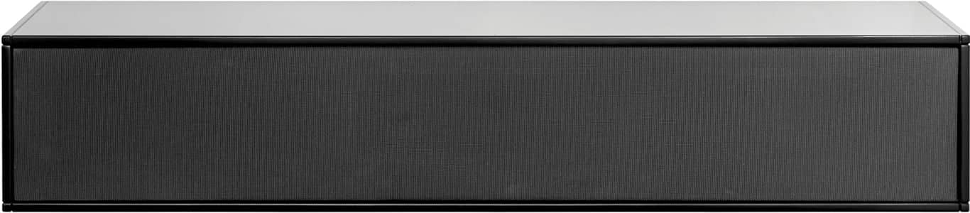 Square Classic TV benk - 120 x 34, H 22 cm. Modulsystem oppsett 109, malt MDF svart, grå stoff-front, som fjernbetjening kan gå gjennom. Fås også i dypde 20 cm samt i mange forskjellige bredder og farger - Produktbilde