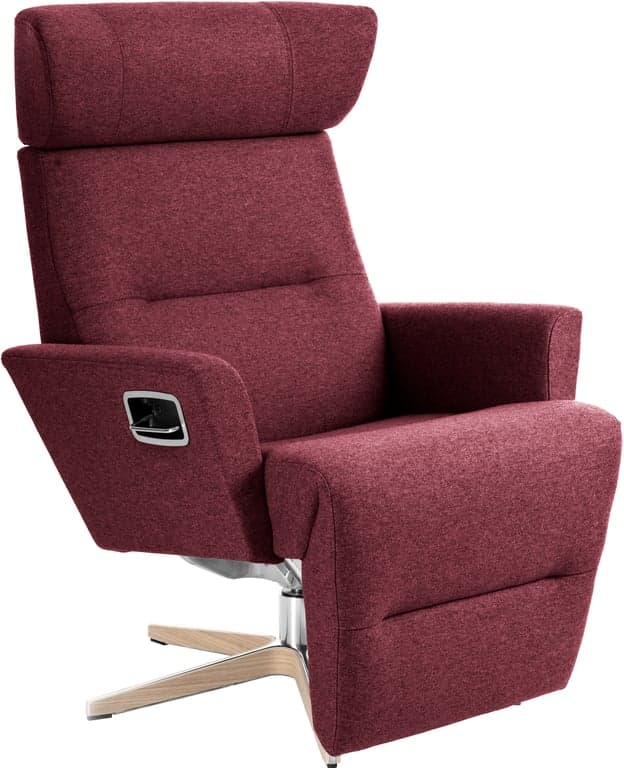 Conform Relieve recliner - Svingfot ubehandlet eik/alu stoff Sheford aubergine - Produktbilde