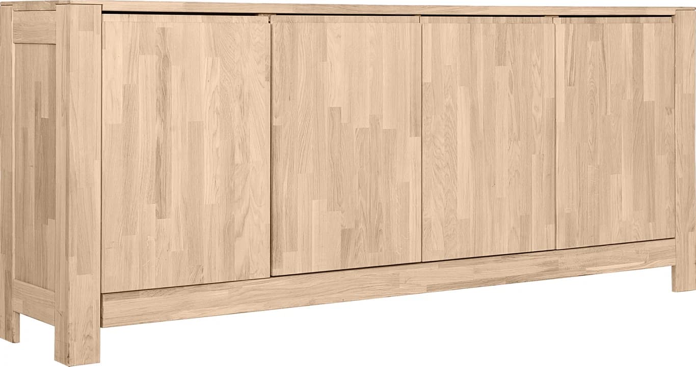 200 x 41, H 85 cm med 4 dører, hvitoljet eik