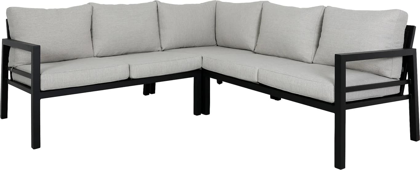 2-seter + hjørne + 2-seter, svart/sand