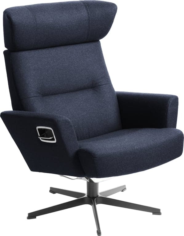 Stoff Sheford dark blue, svart aluminumsfot med sving