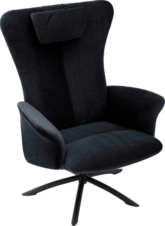 Bilde av Wilmer høy stol (Tubesokkel svart, stoff Mirage Midnight blue)