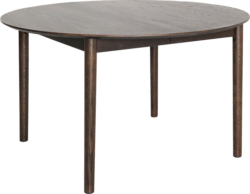 $Bilde av Karmøy spisebord (Ø130-230 H74, brun eikefiner, inkludert 2 ileggsplater)