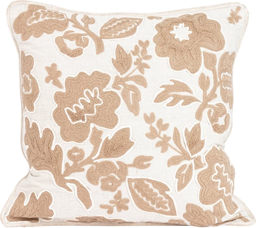 med mørk beige dekor i bomull 50x50 cm