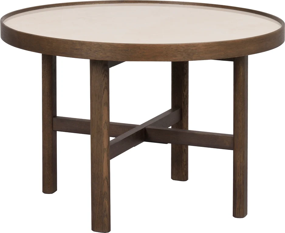 rundt Ø60 beige keramikk/brun eik