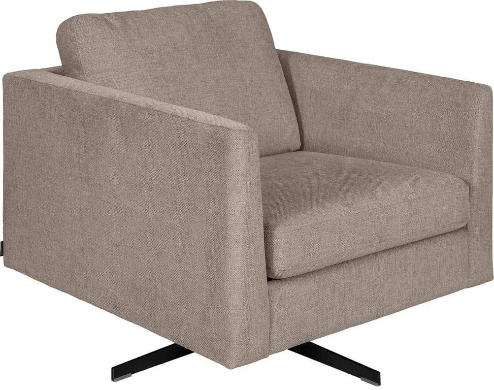 Med svingbart understell, stoff Baffin dark beige, armlen 27