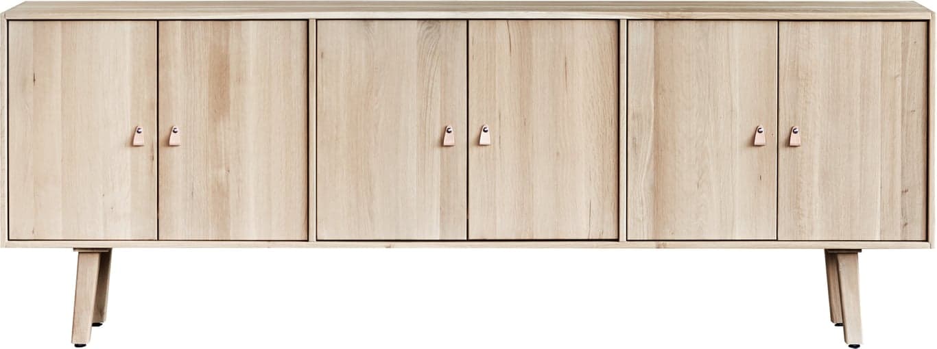 Square Exclusive skjenk - 212 x 42, H 79 cm. Modulsystem oppsett 101, lang skjenk i hvitoljet eik heltre med fingerskjøttet hjørner - Produktbilde