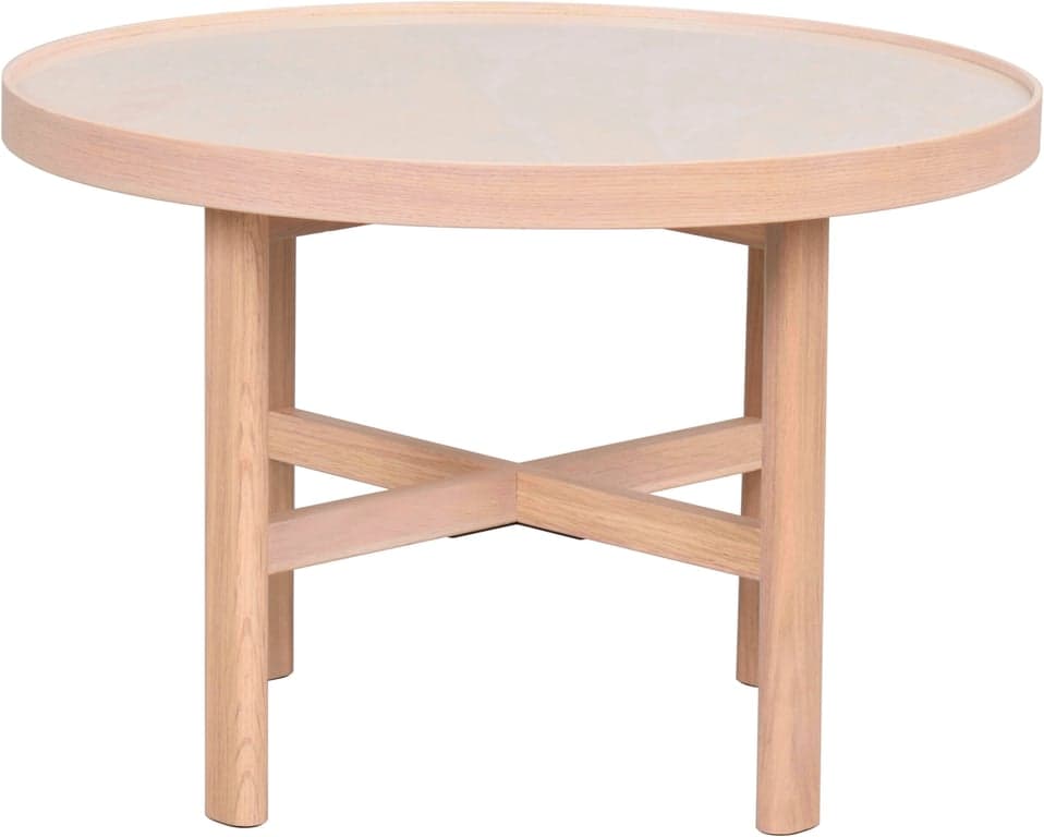 rundt Ø60 beige keramikk/hvitpigmentert eik