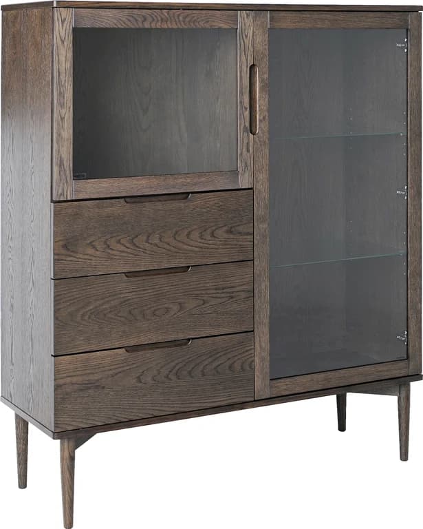 120 x 41 H: 140cm, brun eikefiner, med ledlys