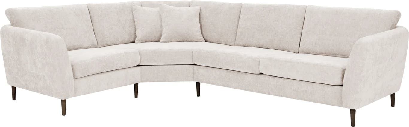 Modulsofa. 1,5 seter + stort buet hjørne + 2,5 seter i stoff 320 Alis