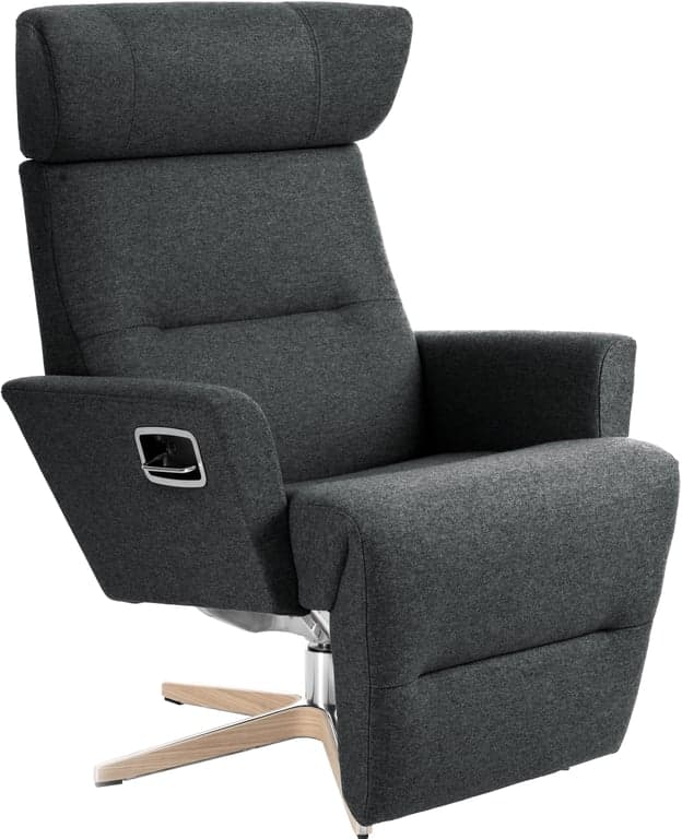 Conform Relieve recliner - Svingfot ubehandlet eik/alu stoff Sheford dark grey - Produktbilde