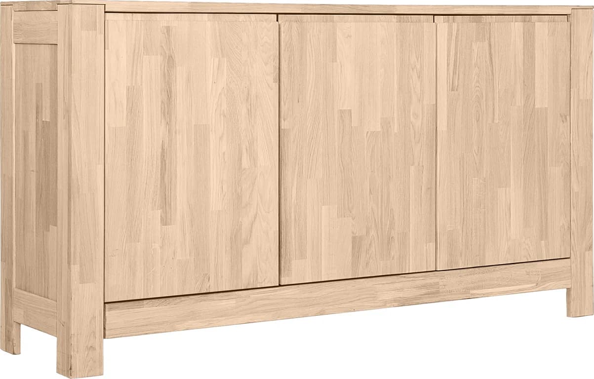 154 x 41, H 85 cm med 3 dører, hvitoljet eik