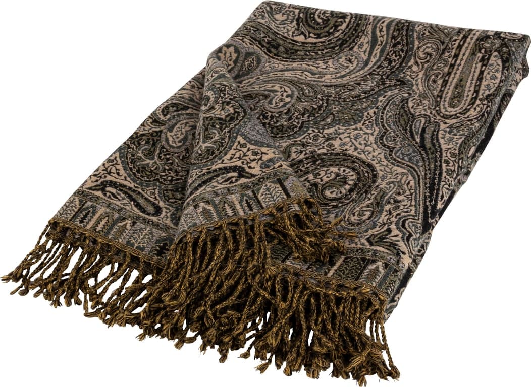 Lama pledd - ull paisley grønn 140x200 cm gave eske - Produktbilde