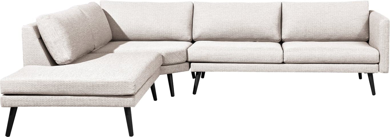Bilde av Hjellegjerde hagesofa (Hjørnesofa m/åpen ende til venstre sett forfra, grå m/svarte ben)