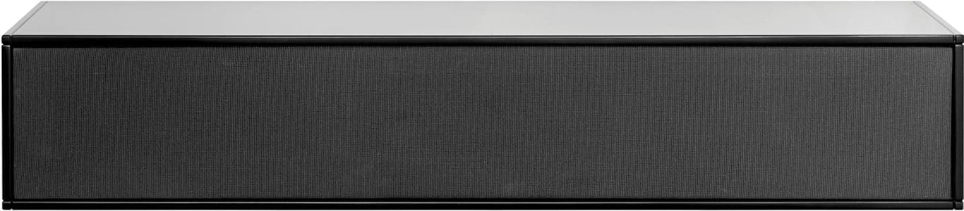 Square Classic TV benk - 120 x 34, H 22 cm. Modulsystem oppsett 109, malt MDF svart, grå stoff-front, som fjernbetjening kan gå gjennom. Fås også i dypde 20 cm samt i mange forskjellige bredder og farger - Produktbilde