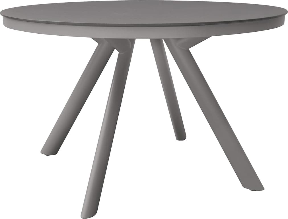 Lisbon spisebord Ø120 cm - Ø: 120 H: 74 cm, lys grå alu, glassplate med keramikkprint - Produktbilde