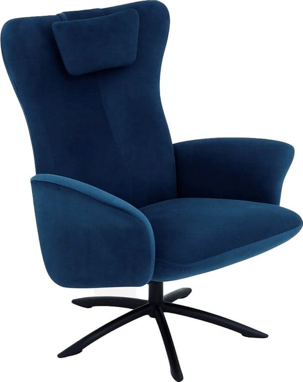 Bilde av Wilmer høy stol (Tubesokkel svart, stoff Mirage Monolith blue)