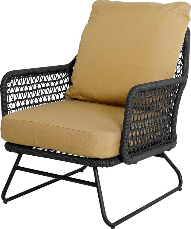 $Bilde av Brindisi stol i svart (i svart ramme, gule Olefin puter)