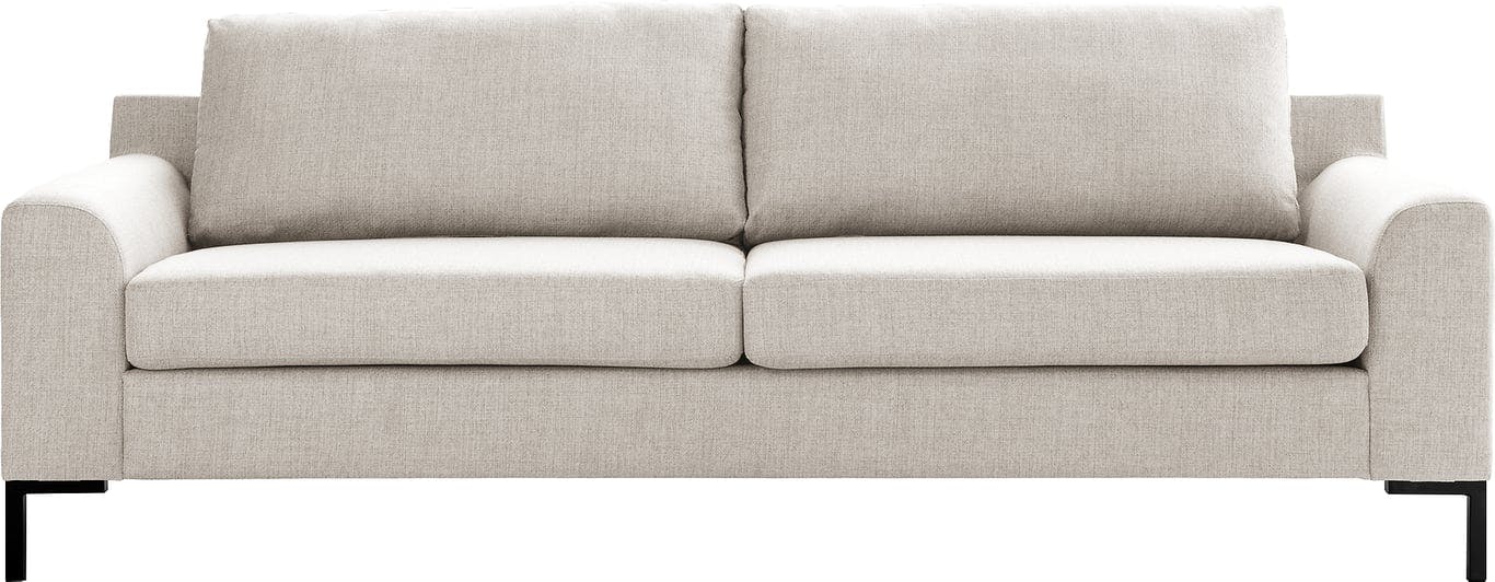 $Bilde av Freya 3-seter sofa (Med 2 seteputer og vinkelben i svart metall, stoff Iberia natur)