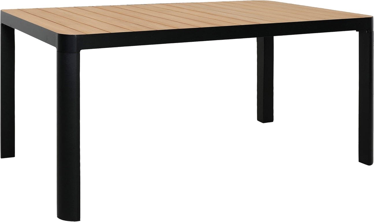 $Bilde av Dakota spisebord (160 x 90 H: 74 cm, svart m/teak bordplate)