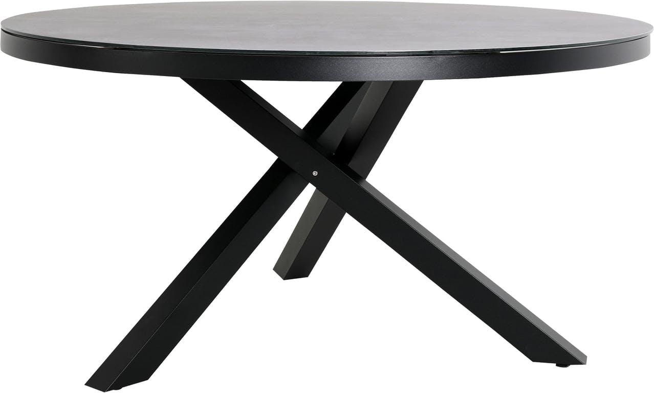 $Bilde av Tulsa spisebord Ø150 i svart (Tulsa utendørsspisebord Ø150 cm, i svart aluminium med porselensglass )