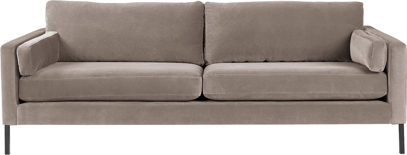 $Bilde av Nobel 3,5-seter sofa (stoff D01/13 Royal light brown, dun rygg, svarte ben)