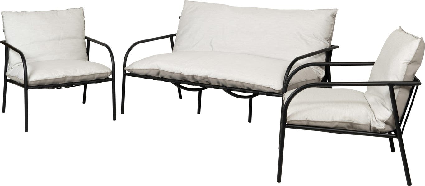 $Bilde av Jeremy sofagruppe (Hagemøbler i svart aluminium. Tekstil i Sunbrella marble av hurtigtørkende skum.)
