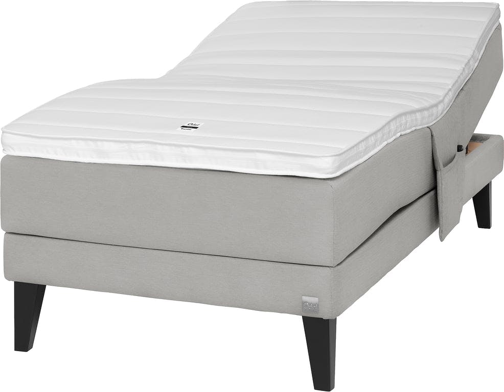Bilde av Odel Bre regulerbar seng 120x200 (Bris lys grå, medium liggekomfort, med Odel 45 vaskbar overmadrass og ben)