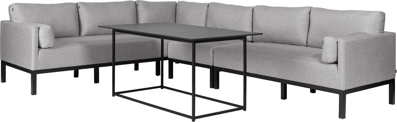 Bilde av Evie lounge dining hjørnesofa 2v3 (sort aluminium, Sunbrella® lead chiné, B314 D239 H84 cm)