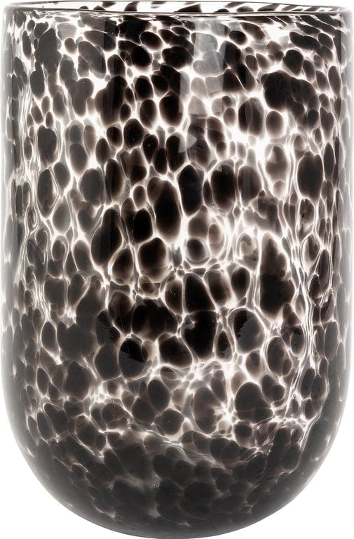 Bilde av Lama vase (buet glass sort leopard 24x36 cm)