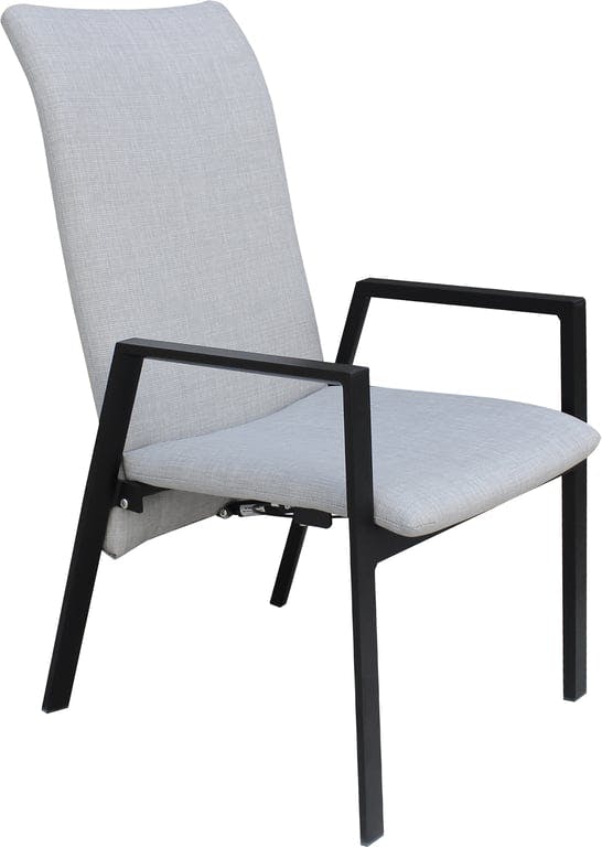 Bilde av Abel recliner stol (Sort aluminiums ramme, mikset olefin og textilene trekk og med hurtigtørkende skum på innsiden. Med trinnløs justering av rygg.)