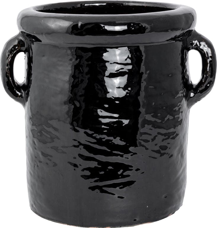 Bilde av Aina urne (urne rett sort glasert med håndtak)