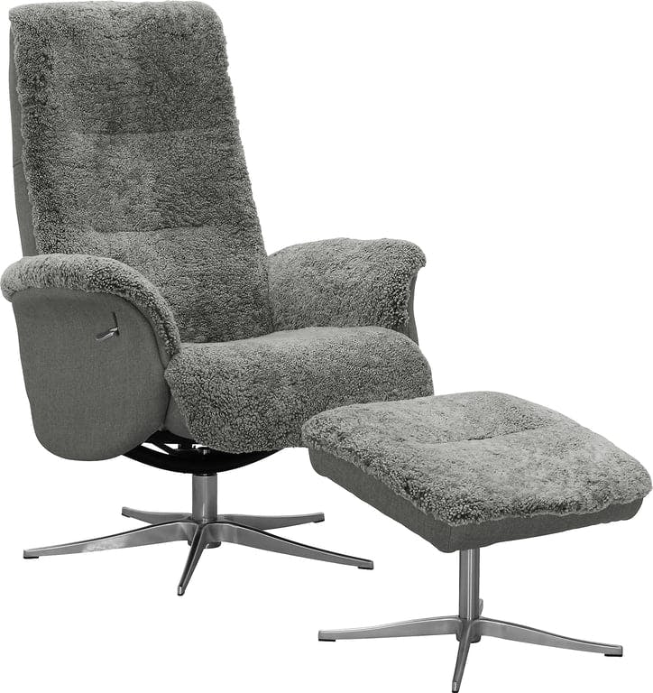 $Bilde av Ulrik hvilestol + skammel (Fåreskinn, lys grå)