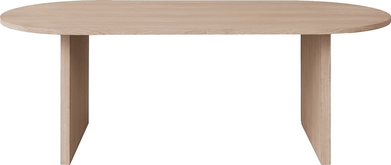 $Bilde av Linea ovalt spisebord 220 x 102 cm (m/ T-understell, hel bordplate hvitoljet)
