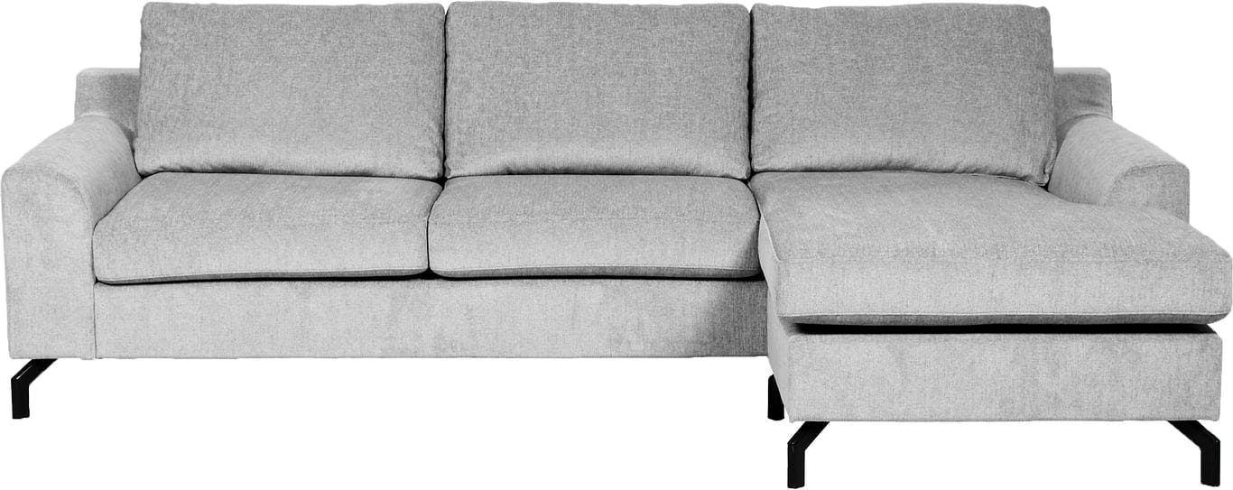 $Bilde av Freya 3-seter sofa  (Med sjeselong. Stoff King light grey med sorte metallben )