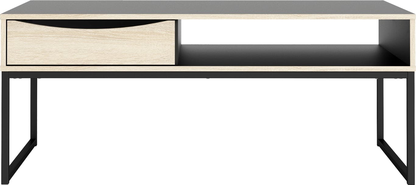 $Bilde av Nyhavn sofabord 117 x 60, H 48 cm (matt svart/eikefolie med 1 skuff)