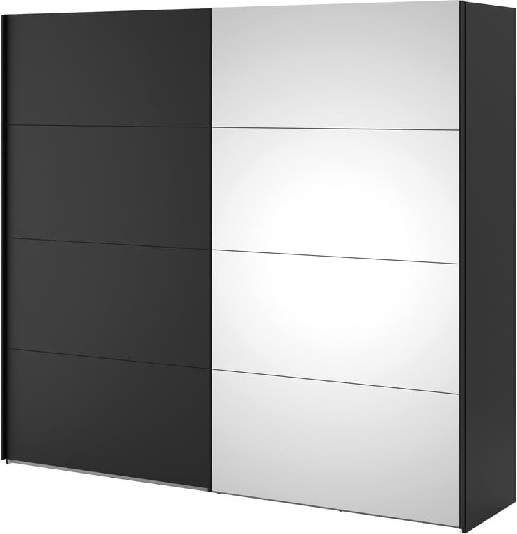 Bilde av Firenze skyvedørsgarderobe (B242 cm matt sort/speil)