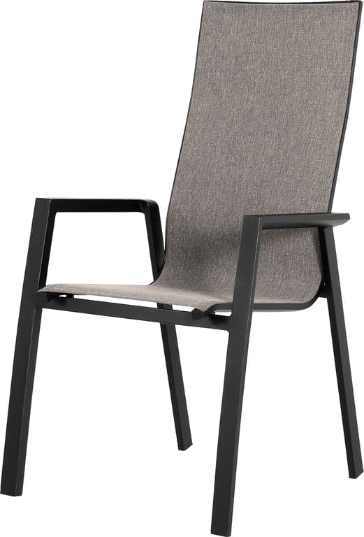 $Bilde av Riverside stol (sortlakkert aluminium, hampfarget Textilene, B58 D72 H100 cm)