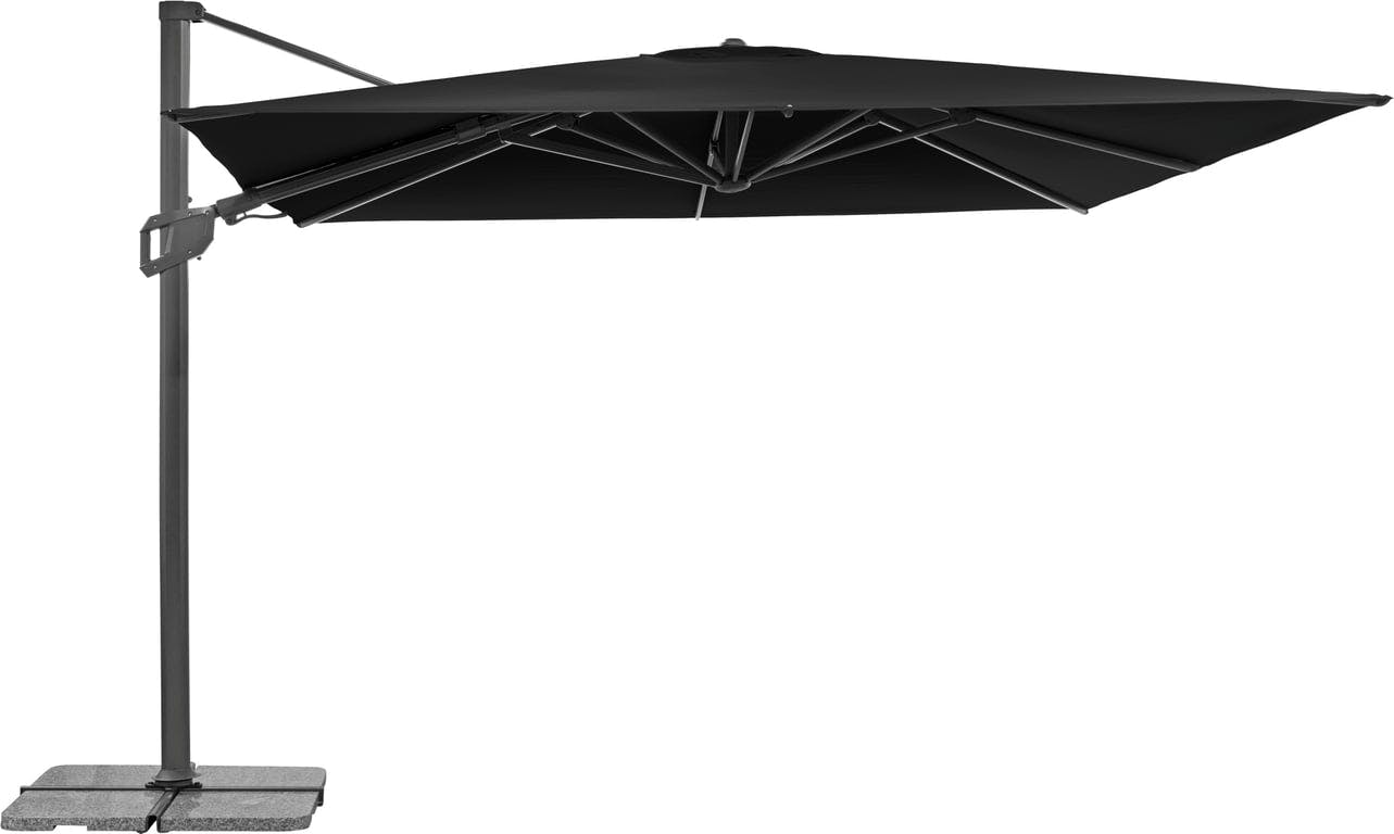 $Bilde av Shadow Flex parasoll deluxe (Parasoll i fargen grå, med høyde på 300x300 cm. Kommer med pulverlakkert stang i aluminium og duk i polyester. Kryssfot er inkludert i galvanisert stål, for maksimal styrke.)