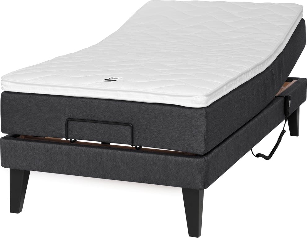 Bilde av Odel Eng regulerbar seng 90x200 (Sund mørk grå, med Odel 23 overmadrass og ben)