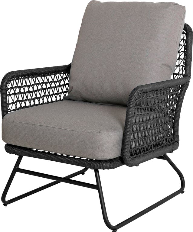 $Bilde av Brindisi stol i svart (i svart ramme, hampfargede Olefin puter)