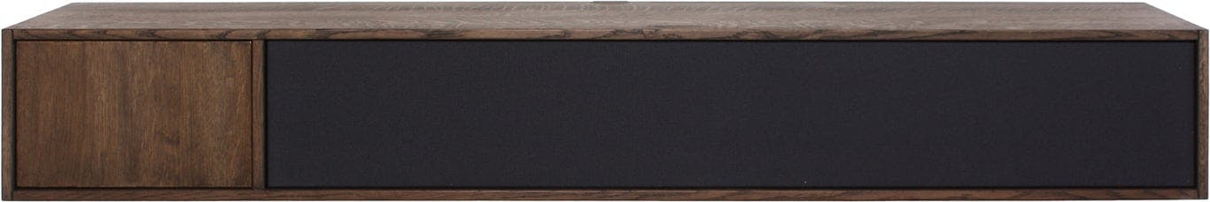 Bilde av Square TV-bord 170 cm (oppsett 133, mørk smoked med 1 stoff og 1 tredør.)