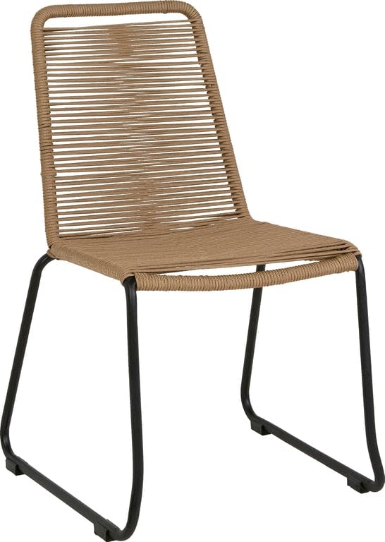 $Bilde av Rope stol (Hagemøbel med svart galvanisert og pulverlakkert stål ramme og beige polyester tauflett.)