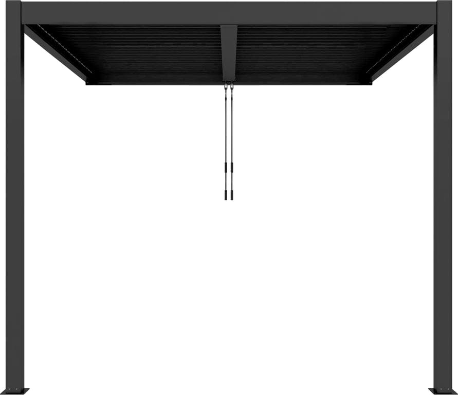 $Bilde av Pergola Veggmontert 3x3m u/LED-lys i svart (Pergola med tak, i svart aluminium)
