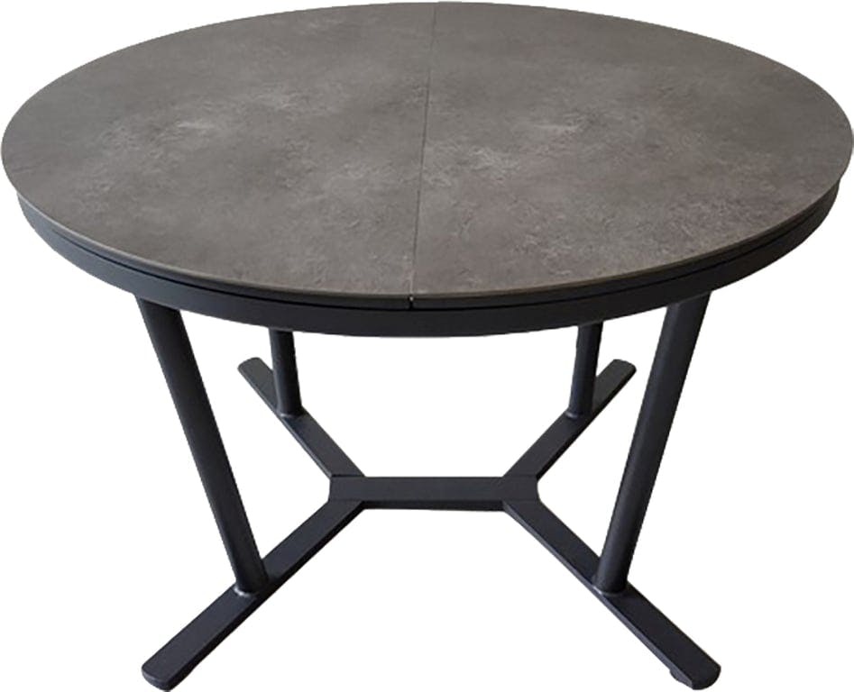 $Bilde av Montero uttrekksbord (svart aluminiums ramme, mørk grå SPC (Stone plastic composite) bordtopp. 50cm bred butterfly illeggsplate.)
