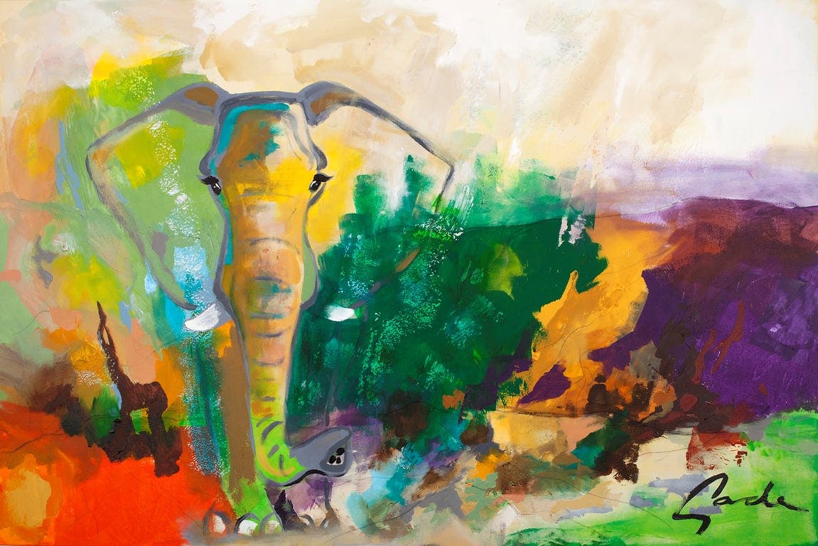 $Bilde av Maleri Gade Elephant Dreams (150x100 cm)