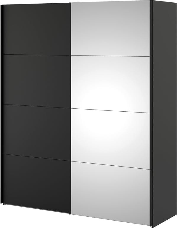 Bilde av Firenze skyvedørsgarderobe (B182 cm matt sort/speil)